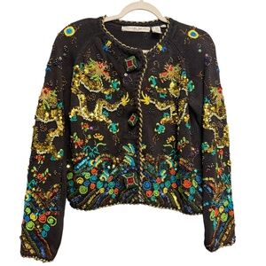 Michael Simon Year of the Dragon Beaded Embellished Sweater